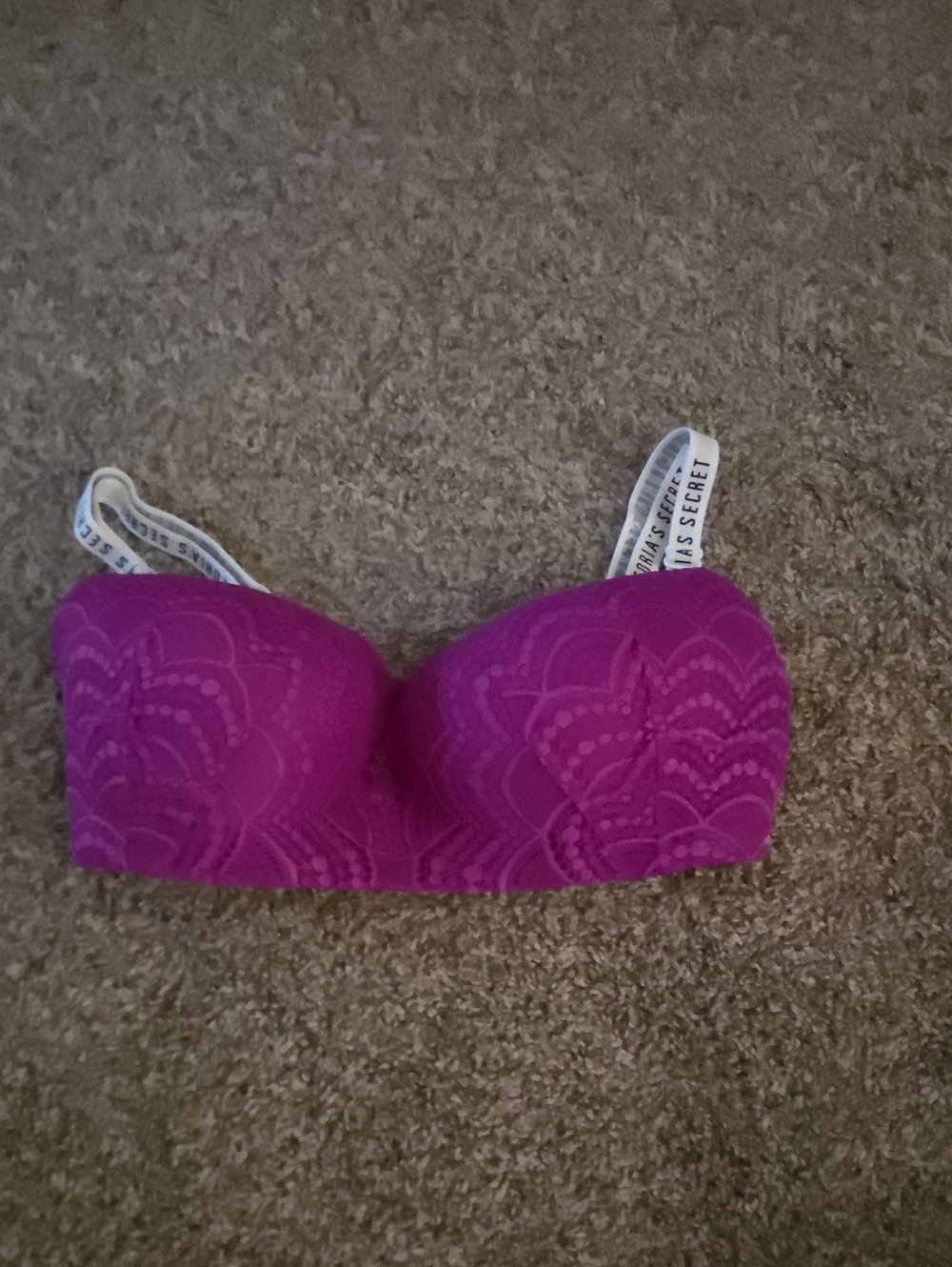 Victoria's Secret Strapless Flocked Lace Bra - Magenta
